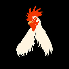 rooster head vector illustration style face Flat