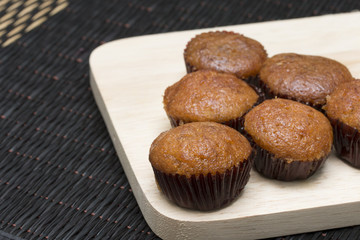 banana cake on the wooden board