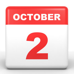 October 2. Calendar on white background.