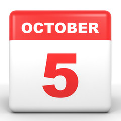 October 5. Calendar on white background.