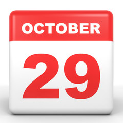 October 29. Calendar on white background.