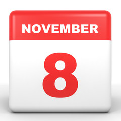 November 8. Calendar on white background.