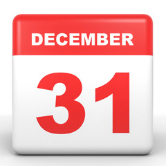 December 31. Calendar on white background.