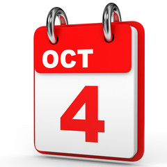 October 4. Calendar on white background.