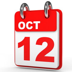 October 12. Calendar on white background.