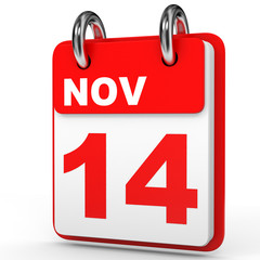 November 14. Calendar on white background.