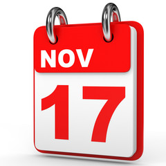 Fototapeta premium November 17. Calendar on white background.