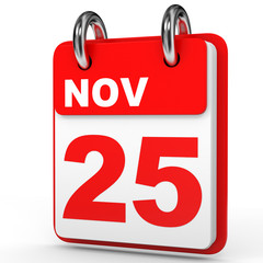 Fototapeta premium November 25. Calendar on white background.