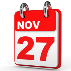 November 27. Calendar on white background.