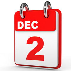 December 2. Calendar on white background.