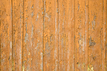 Old wooden boards with shabby paint. Background with horizontal lines.
