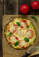 Diet pizza with zucchini.