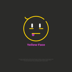 Smiley face logo. Vector design illustration with emoticon. Smiley with tongue. 
