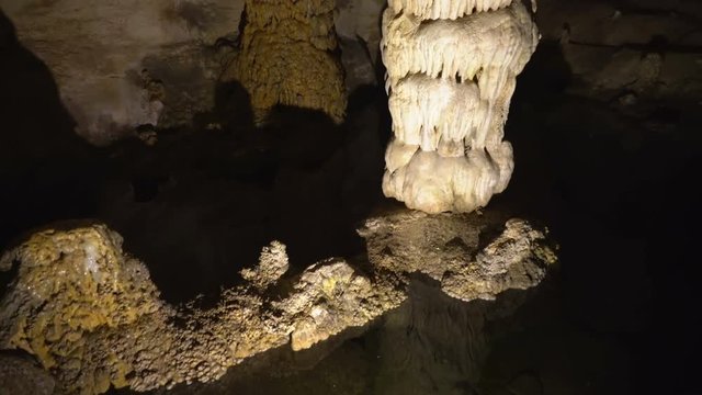 Tracking Shot of Stalagmite in Carlsbad Caverns -Tilt Up1-