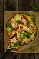 Diet pizza with zucchini.