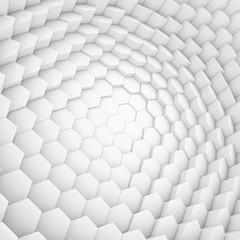 White abstract hexagons backdrop. 3d rendering geometric polygons