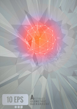 Abstract glowing geometric wireframe on soft color background