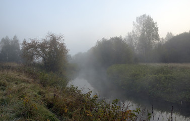 Naklejka premium Misty autumn landscape
