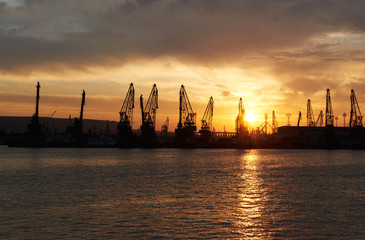 The Eastern part of the Port of Varna at Sunset
