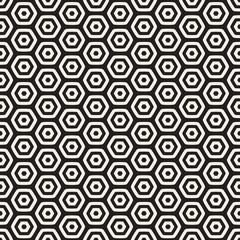 Vector Seamless Black And White HoneyComb Grid Geometric Pattern