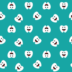 Fototapeta premium Pattern. Teeth. Icons. Vector illustration. Dark background. For pediatric dentistry. Seamless texture