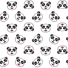 Pattern. Panda. Icons. Vector illustration. White background. Seamless texture.