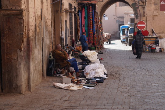 marrakech, Maroc, souk, entre, ville, vélo, marocain