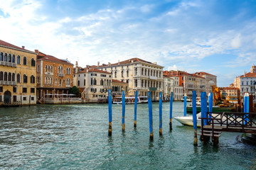 Beautiful view of water street and old buildings in Venice, ITAL