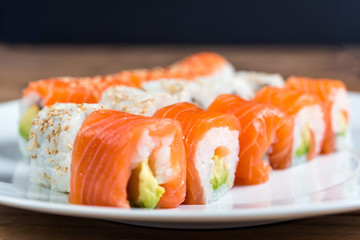 fresh sushi traditional japanese food on the table