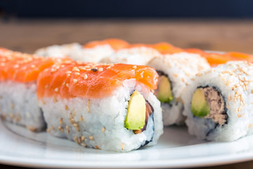 fresh sushi traditional japanese food on the table