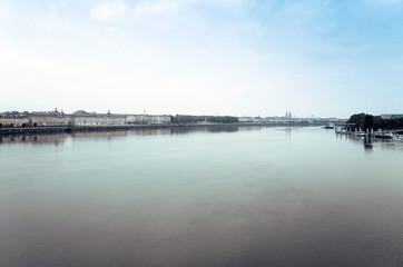 Fototapeta premium River view of old town in bordeaux city, France Europe