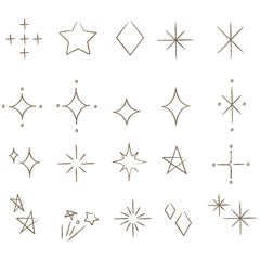 やさしい線画　キラキラ　装飾素材