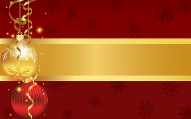 Celebration Winter Background with Christmas baubles. Copy-space for your own message.
