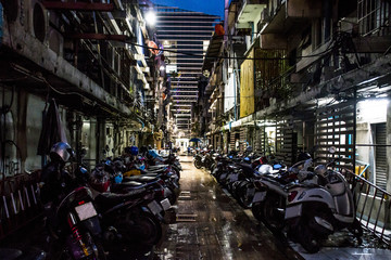 Street Bangkok Thailand night motorcycle scooter