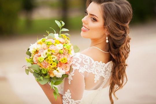 nice wedding bouquet in bride's hand