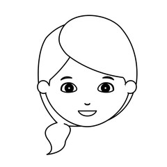 Girl cartoon face icon. Kid child little and people theme. Isolated design. Vector illustration