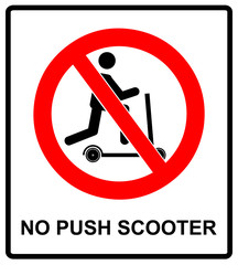 No scooters allowed symbol. Vector prohibition icons for public places like parks, outdoors, streets and for web design.