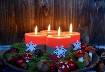 Adventskerzen - Grußkarte - vierter Advent