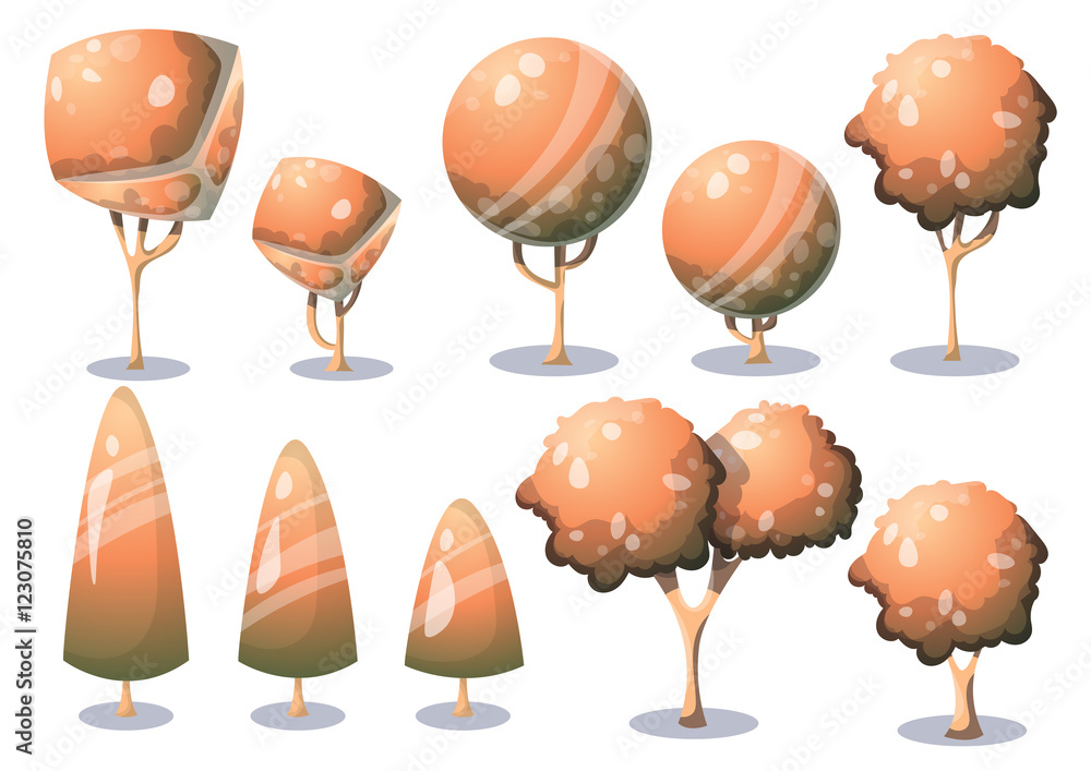 Poster cartoon vector nature landscape object with separated layers for game art and animation game design 