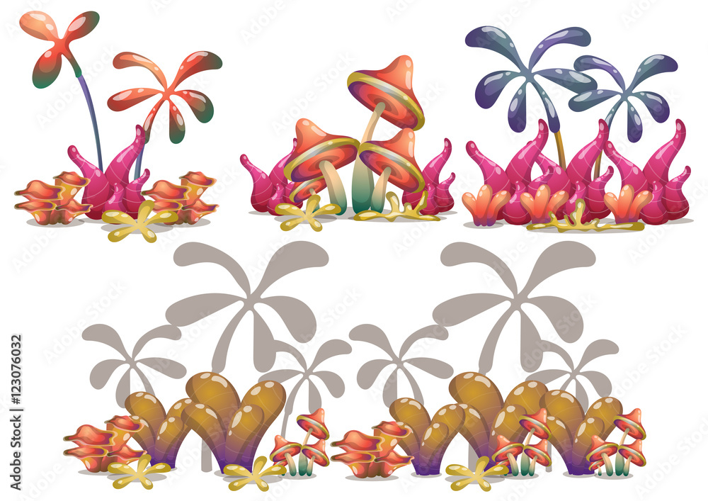 Poster cartoon vector nature landscape object with separated layers for game art and animation game design 