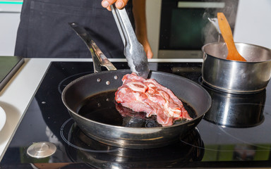 Cooking meat concept