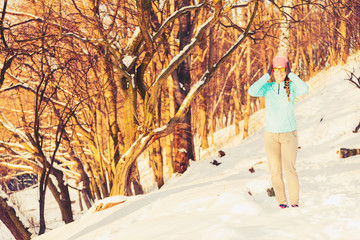 Fit girl in winter park