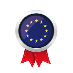 EU badge with red ribbon