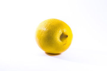 Single Lemon White Background Bright Yellow Fruit Fresh Food