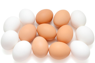Fresh organic eggs isolated on white background