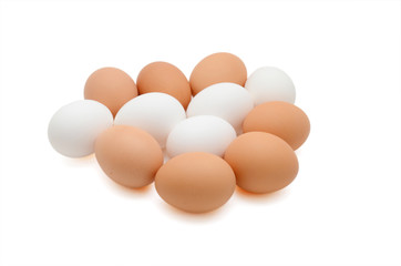 Fresh organic eggs isolated on white background