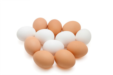 Fresh organic eggs isolated on white background