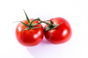 Couple Two Tomatoes Connected Stems Fresh Vegetables Cooking Ing