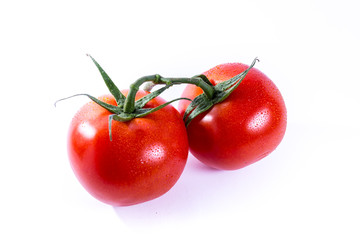 Couple Two Tomatoes Connected Stems Fresh Vegetables Cooking Ing