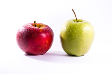 Red Green Apples Together Pair Couple Fruit Fresh Food Delciious